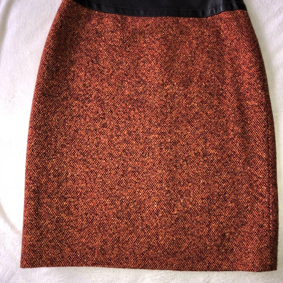 ETCETERA Skirt Wool Blend in Orange Brown Lined Pencil Skirt Above Knee Sz 2 - Picture 2 of 12
